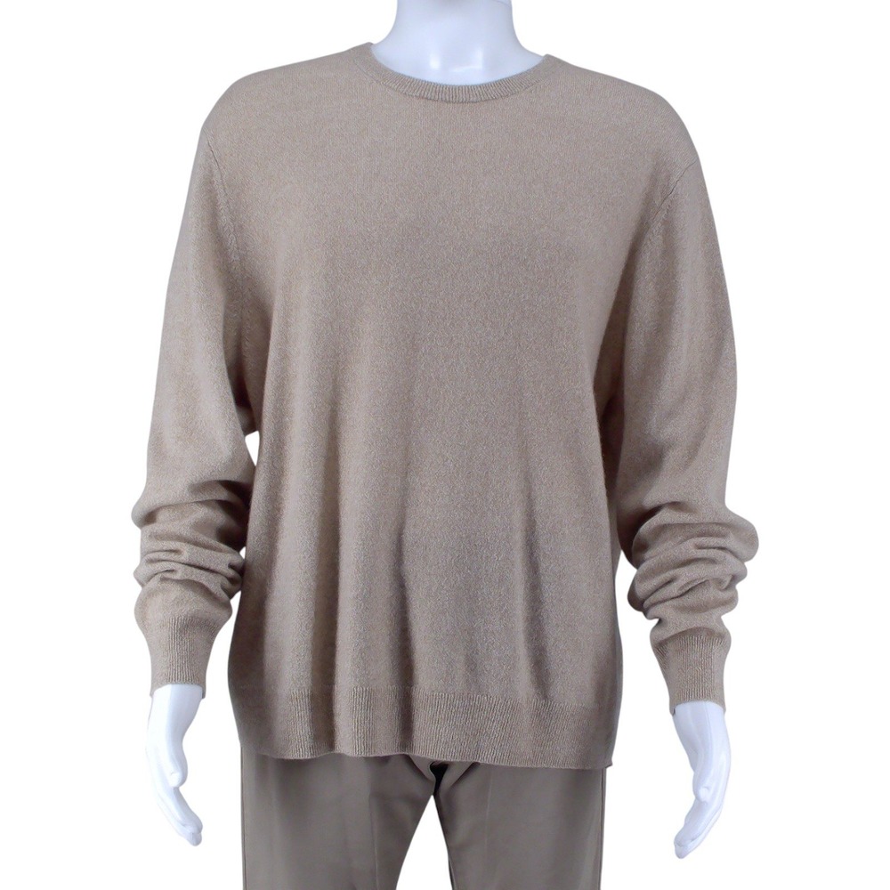 The‎ Mens Store Bloomingdales Cashmere Sweater Crew Neck Beige Oatmeal XXL Cozy